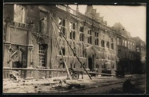 Foto-AK Leiden, Brand Stadhuis 1929