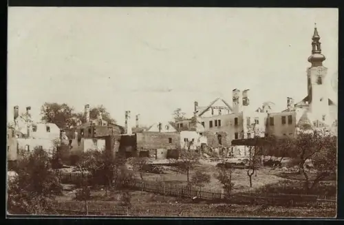 Foto-AK Hofkirchen i. Mühlkreis, Ortsansicht nach dem Brand am 23. 6. 1902