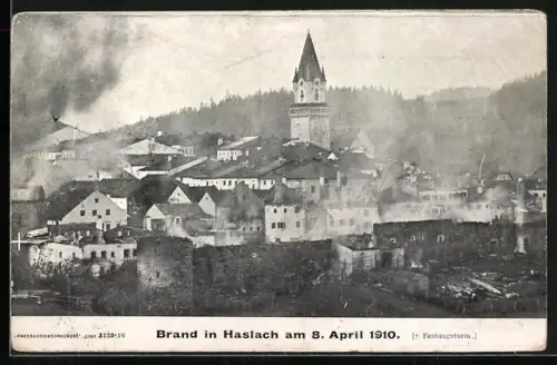 AK Haslach, Brand in der Ortschaft am 8.4.1910