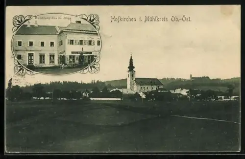 AK Hofkirchen i. Mühlkreis, Handlung K. Bogg, Ortsansicht mit Kirche