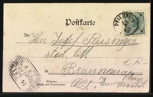 AK Peilstein /O. Oest., Kollerschlagerstrasse mit Bewohnern, Oberer Marktplatz