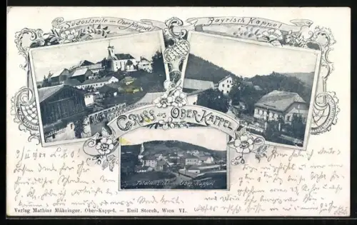 AK Oberkappel, Ortsansicht, Blick zur Kirche, Bayrisch-Kappel