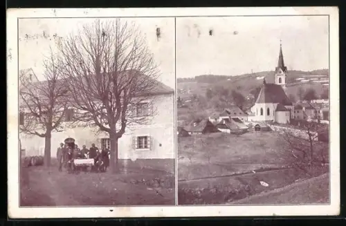 AK Reichenau im Mühlkreis, Gasthaus zur Post von Michael K., Blick zur Kirche
