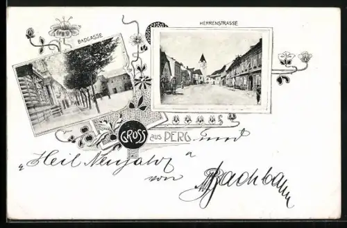 AK Perg, Badgasse und Herrenstrasse