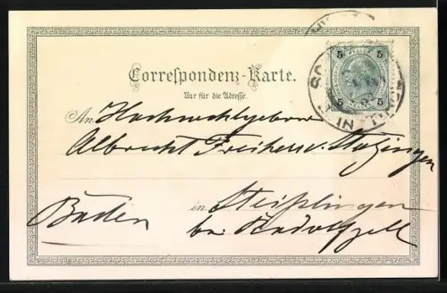 Lithographie Schwaz i. Unterinnthal, St. Michaels-Kapelle, Freundsberg, Ortsansicht