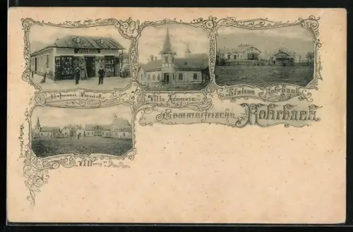 AK Rohrbach /O.-Oe., Station, Kaufmann Franz Hornich, Villa Adamcic