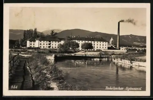 AK Ternitz, Rohrbach am Steinfelde, Spinnerei mit Schornstein