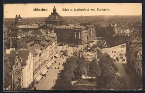 AK München, Blick z. Justizpalast, Karlsplatz
