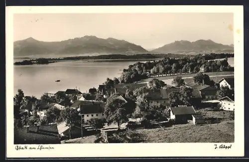 AK Gstadt am Chiemsee, Ortsansicht mit See