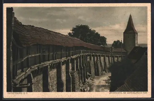 AK Rothenburg o. T., Wehrgang am Würzburger Tor