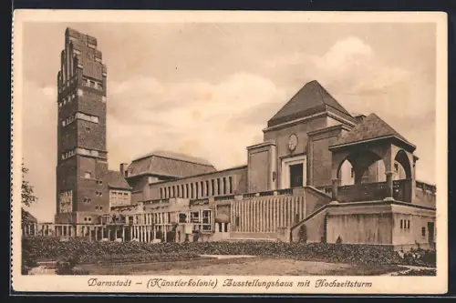 AK Darmstadt, Ausstellungshaus mit Hochzeitsturm, Künstlerkolonie