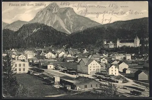 AK Füssen, Stadtansicht mit Säuling