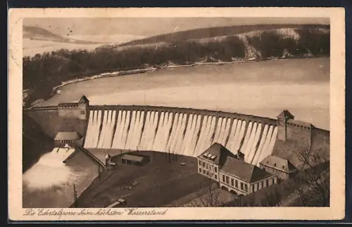 AK Edertalsperre, Stauanlage beim höchsten Wasserstand