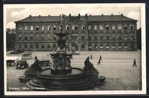 AK Erlangen, Schloss mit Brunnen