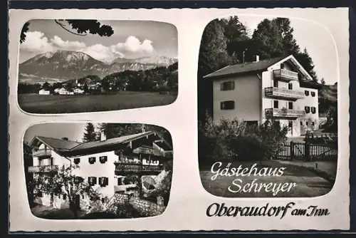AK Oberaudorf am Inn, Gästehaus Schreyer in der Auerburgstrasse 4, Alpenpanorama