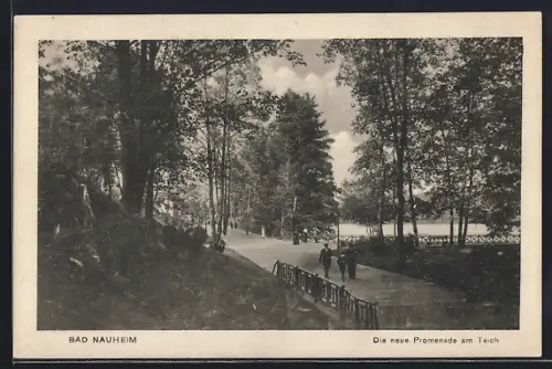 AK Bad Nauheim, Neue Promenade am Teich
