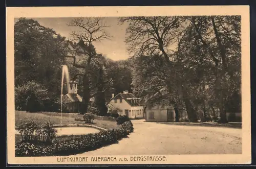 AK Auerbach a. d. Bergstrasse, Brunnen im Park