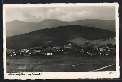 AK Ruhmannsfelden /bay. Ostmark, Ortsansicht mit gr. und kl. Arber