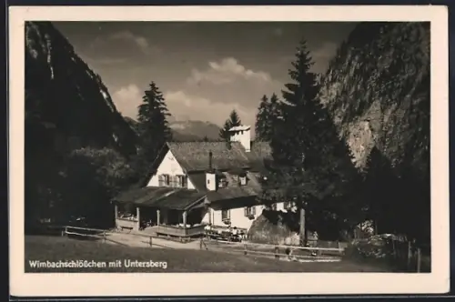 AK Ramsau, Gasthaus Wimbachschlösschen mit Untersberg