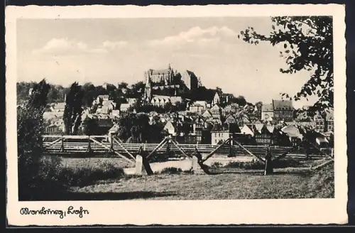 AK Marburg /Lahn, Ortsansicht mit Brücke