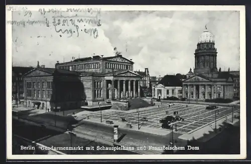 AK Berlin, Gendarmenmarkt, Schauspielhaus, Französischer Dom