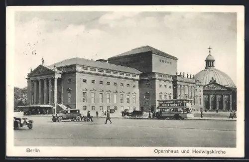 AK Berlin, Opernhaus und Hedwigskirche