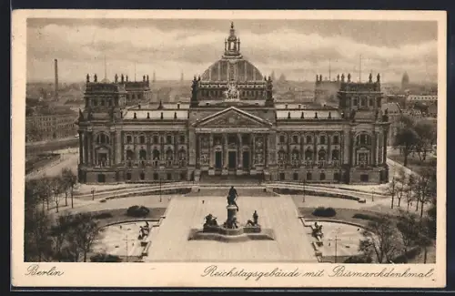 AK Berlin, Reichstagsgebäude, Bismarckdenkmal