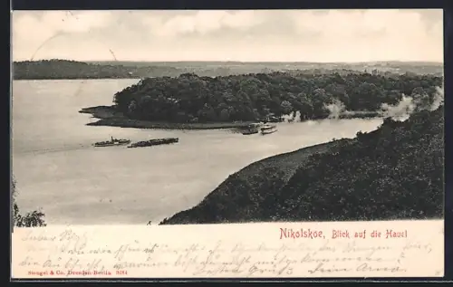 AK Berlin-Wannsee, Nikolskoe, Blick auf die Havel