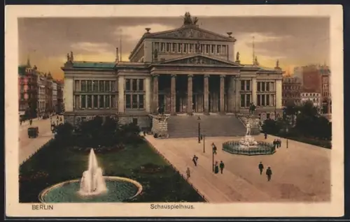 AK Berlin, Schauspielhaus, Brunnen, Gendarmenmarkt