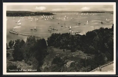 AK Berlin, Fernblick auf den Wannsee, Segelboote
