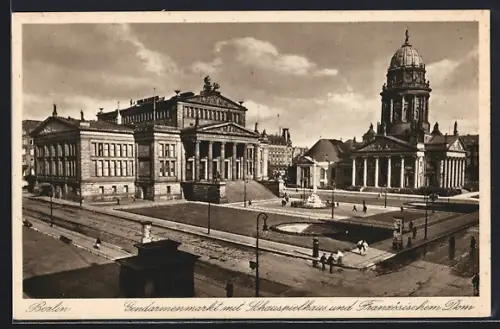 AK Berlin, Gendarmenmarkt, Schauspielhaus, Französischer Dom