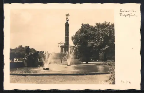 AK Berlin, Siegessäule, Brunnen, Tiergarten