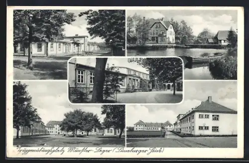 AK Munster-Lager /Lüneburger Heide, Truppenübungsplatz, Kasernengebäude, Lageransichten, Wasserhaus