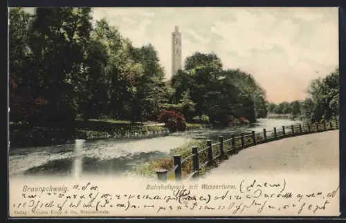 AK Braunschweig, Bahnhofspark mit Wasserturm