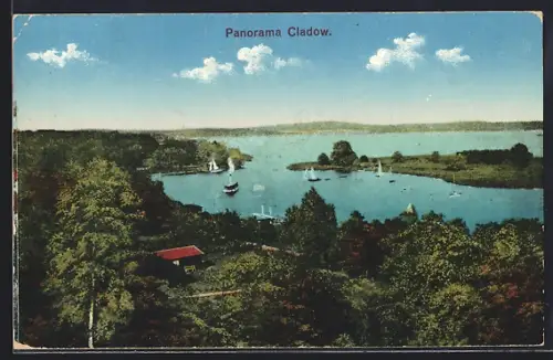 AK Berlin-Kladow, Panorama, Segelboote