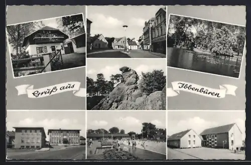 AK Ibbenbüren, Felsen, Stadtansichten, Teich