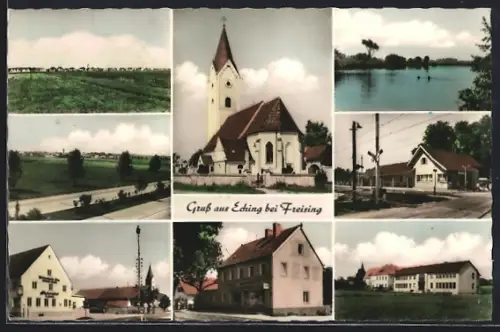 AK Eching bei Freising, Kirche, Gasthaus, Ortsansichten