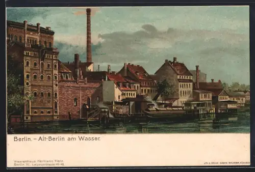 Künstler-AK Berlin, Partie am Wasser