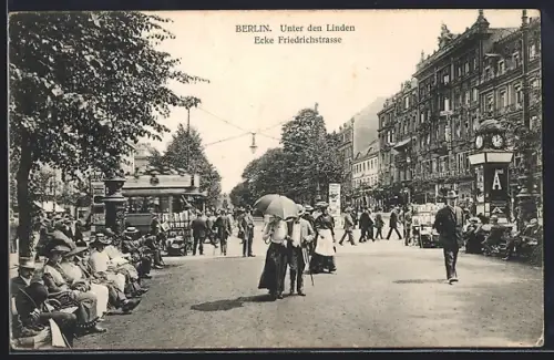 AK Berlin, Unter den Linden, Ecke Friedrichstrasse