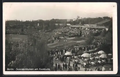 AK Berlin-Charlottenburg, Sommerblumen am Funkturm