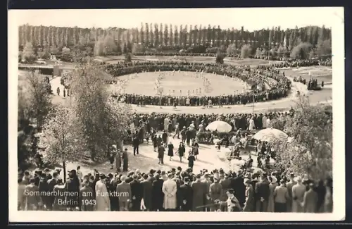 AK Berlin-Charlottenburg, Sommerblumen am Funkturm, 1943