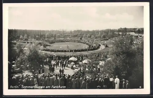 AK Berlin-Charlottenburg, Sommerblumen am Funkturm