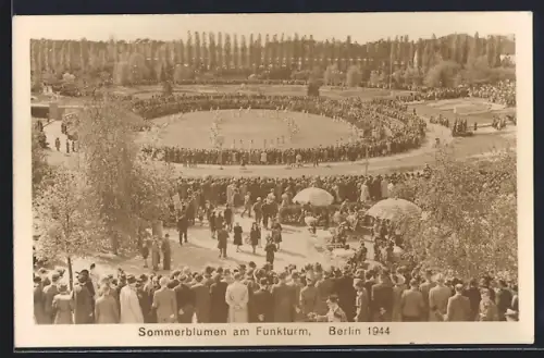 AK Berlin-Charlottenburg, Sommerblumen am Funkturm, 1944