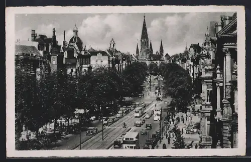 AK Berlin-Charlottenburg, Kurfürstendamm, Strassenszene, Kaiser-Wilhelm-Gedächtniskirche