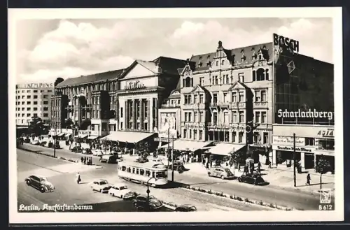 AK Berlin-Charlottenburg, Kurfürstendamm, Strassenbahn, Geschäftshäuser, Reklame