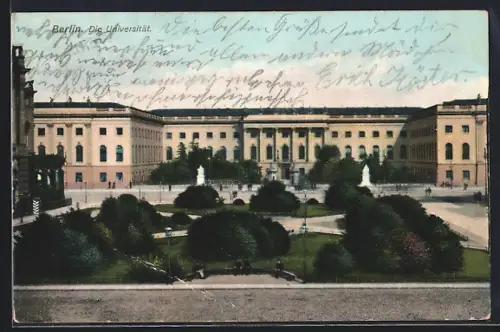 AK Berlin, Universität, Hauptgebäude, Gartenanlagen