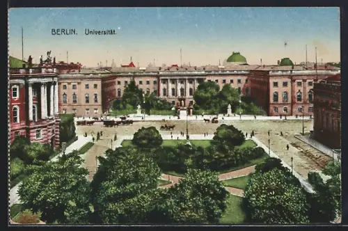 AK Berlin, Universität, Hauptgebäude, Platz, Gartenanlagen