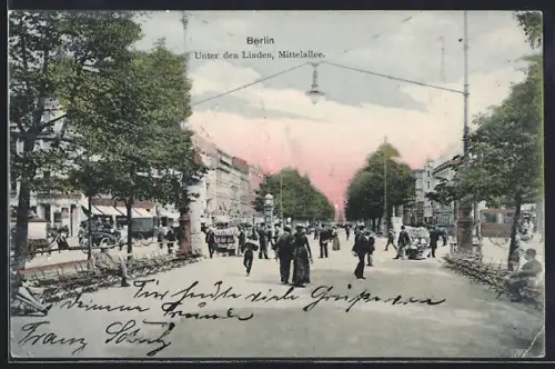 AK Berlin, Unter den Linden, Mittelallee