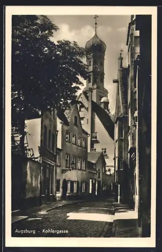 AK Augsburg, Kohlergasse mit Kirche