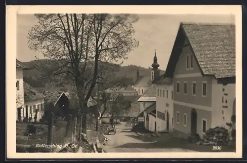 AK Kollerschlag /O. Oe., Strassenpartie mit Kirche